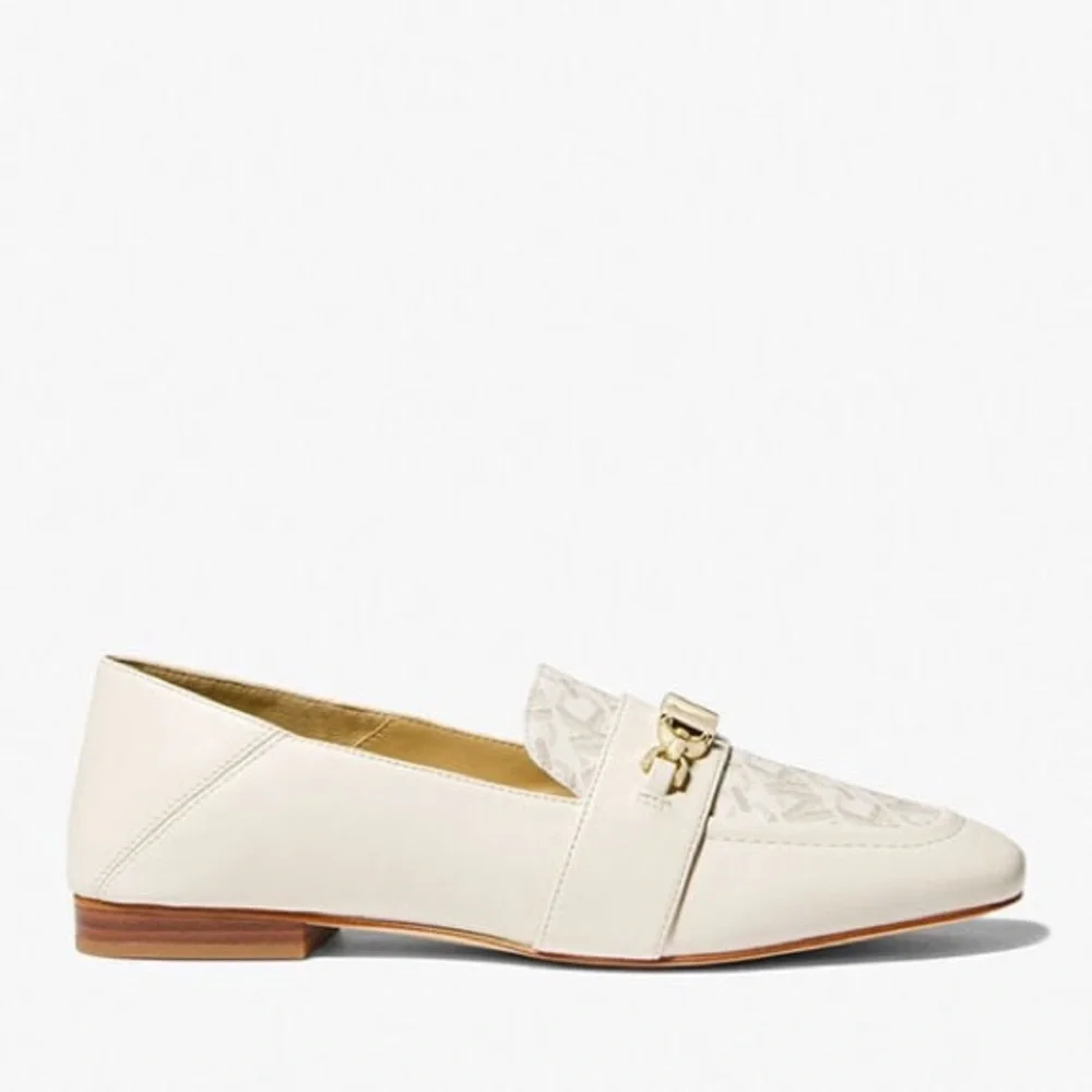 Michael Kors Tiffanie Loafers in Leather & Logo Canvas Color: Vanilla - Picture 6 of 10